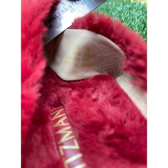 Stuart Weitzman Roza Lift Slide Chill Sandals Slippers Faux Fur Women's 8.5B - Picture 7 of 9